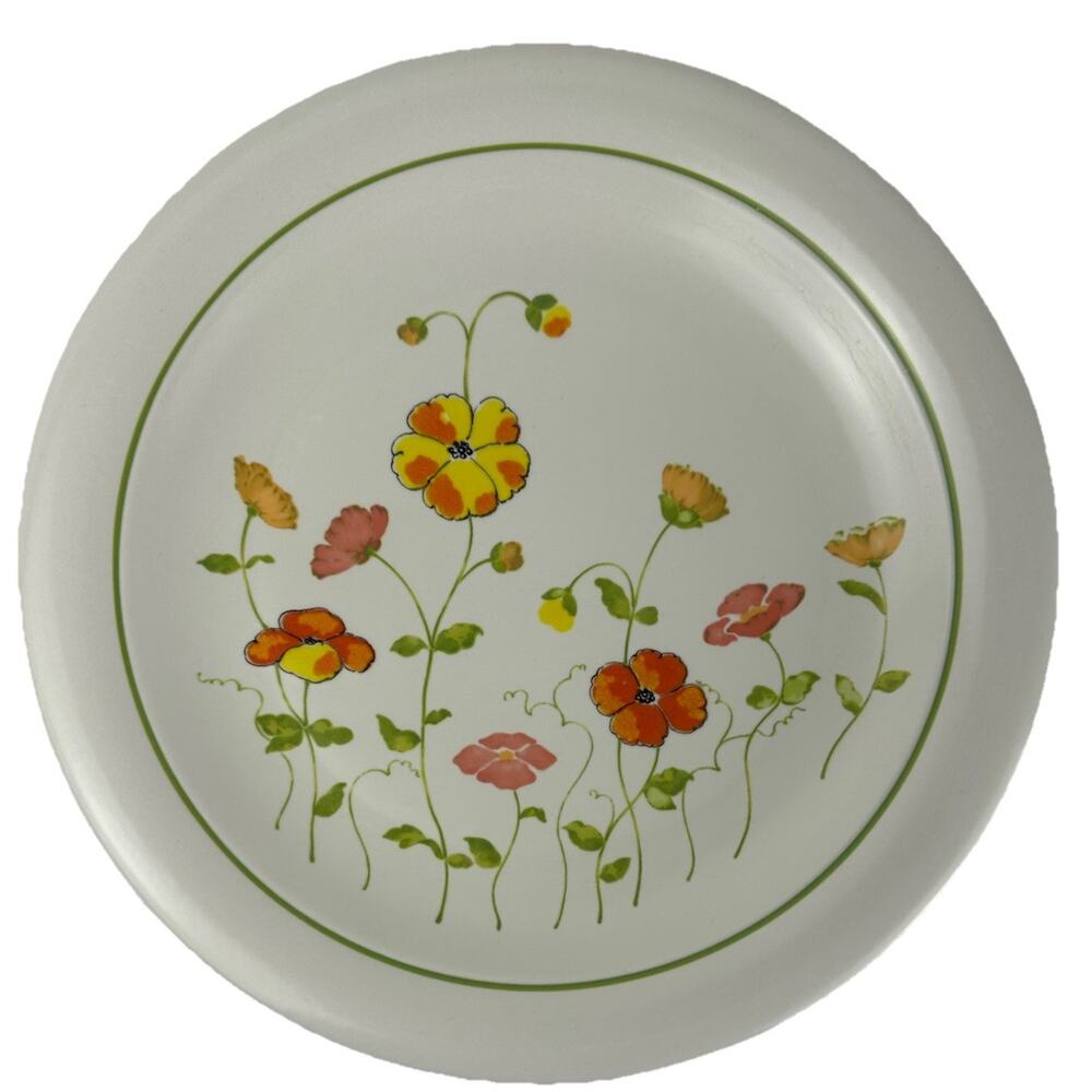 VTG Floral Platter Colorstone Nikko 12" Orange Yellow Floral Retro Plate